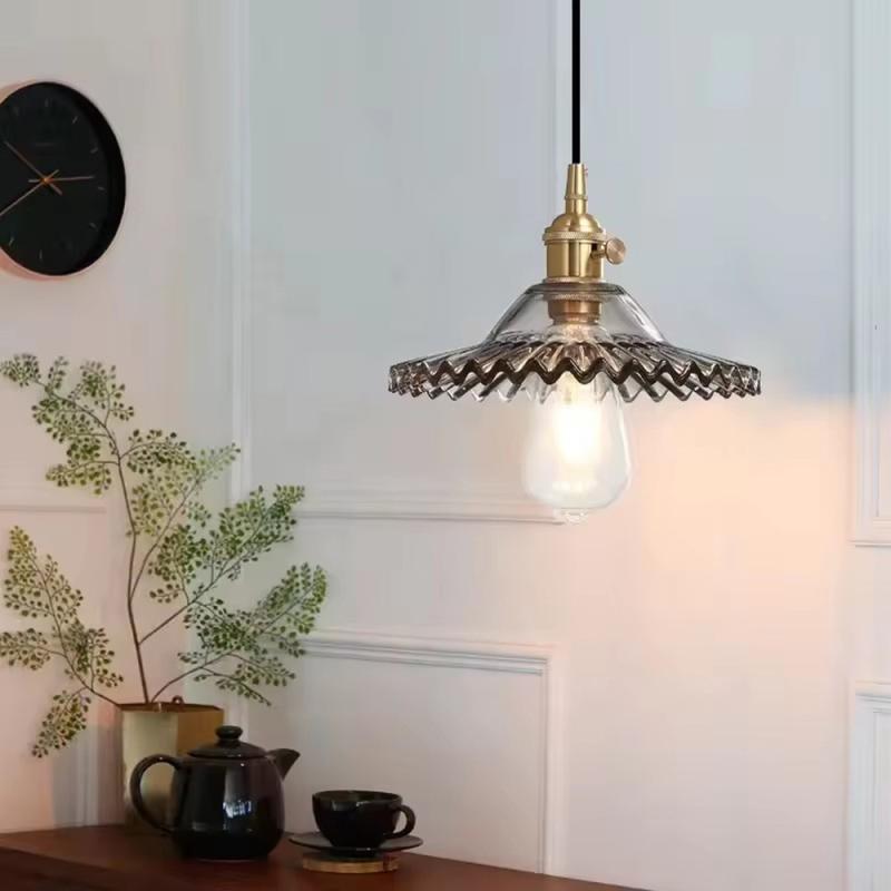 Modern Minimalist Glass Brass Lamp Holder Pendant Light